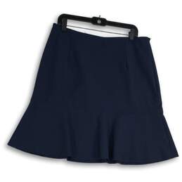 Brooks Brothers Womens Navy Side Zip Knee Length Trumpet Skirt Size 14