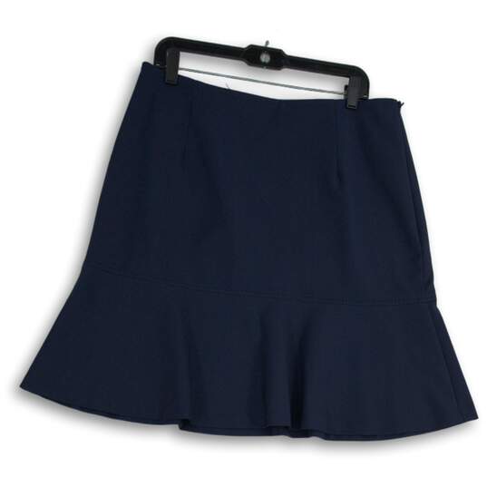 Brooks Brothers Womens Navy Side Zip Knee Length Trumpet Skirt Size 14 image number 1
