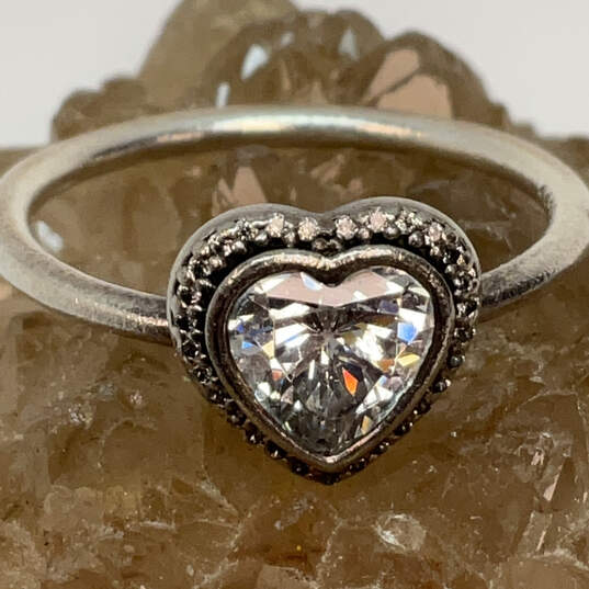 Designer Pandora S925 ALE 60 Sterling Silver Cubic Zirconia Heart Ring image number 1