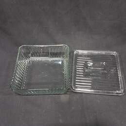 Vintage Anchor Hocking 9" Square Ribbed Refrigerator Dish with Lid alternative image