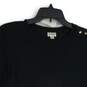 Womens Black Knitted Rhinestone Crew Neck Long Sleeves Pullover Sweater Size XS image number 3
