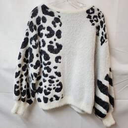 Vince Camuto Pullover Sweater Jacket Leopard Print Women's Sized M alternative image