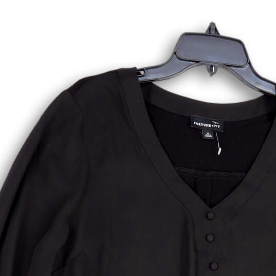 NWT Womens Black 3/4 Sleeve Knot V-Neck Pullover Blouse Top Size X-Large image number 3