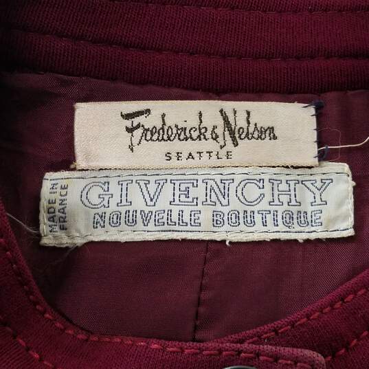Givenchy Nouvelle Boutique Vintage Women's Burgundy Red Button Up Jacket image number 3