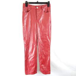 Cider Women Red Leather Jeans XS NWT