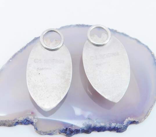 Artisan B. Sucherman Sterling Silver Art Glass Earrings For Repair 9.9g image number 2