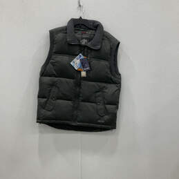 NWT Mens Gray Sleeveless Mock Neck Pockets Full-Zip Puffer Vest Size 2XL