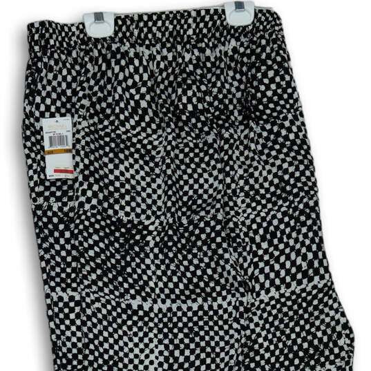 Womens White Black Check Stretch Drawstring Flat Front Sweatpants Size 16W image number 4