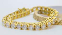 14K Yellow Gold Cubic Zirconia Tennis Bracelet 12.8g