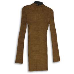 Womens Brown Long Sleeve Collared Knitted Knee Length Sweater Dress Size M alternative image