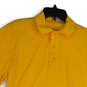 Womens Yellow Collared Short Sleeve Stretch Side Slit Polo Shirt Size M image number 3