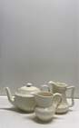 I. Godinger & Co. Tea Pot with 2 Creamers 3pc Ceramic Ivory White Tableware image number 1