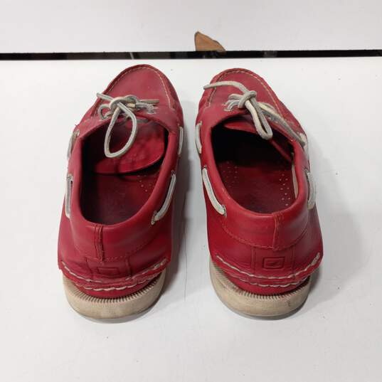 Sperry Top-Sider Men's Red Leather Boat Shoes Size 12M image number 3