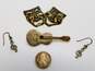 Mexico & Artisan 925 Guitar Instrument & Drama Happy & Sad Masks Brooches & Music Note Drop Earrings 15.7g image number 4
