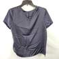 Theory Women Navy Blue Silk Blouse S image number 1