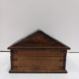 Wood Triangle Lid Chest W/ Metal Accents Made in India alternative image