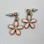 Designer Betsey Johnson Gold-Tone Pink Crystal Daisy Flower Drop Earrings image number 3