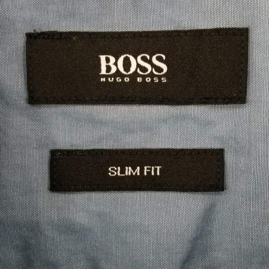 Figur Beliggenhed Inhalere Buy the Hugo BOSS Men Blue Plaid Button Up Short Sleeve Shirt M |  GoodwillFinds