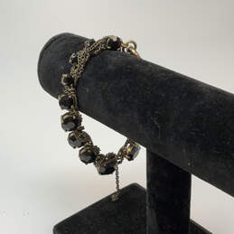 Designer J. Crew Gold-Tone Black Faceted Ring Clasp Link Chain Bracelet
