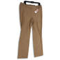 NWT Womens Tan Flat Front Stretch Pockets Straight Leg Dress Pants Size 16R image number 1