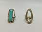 Artisan Sterling Silver Hammered Open Oval & Turquoise Rings 20.6g image number 2