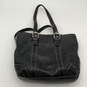 Womens Black Leather Inner Pockets Adjustable Double Handed Tote Bag image number 1