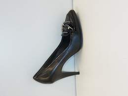 Via Spiga Black Leather Pump Buckle Detail Point Toe Heel Womens Size 8 M