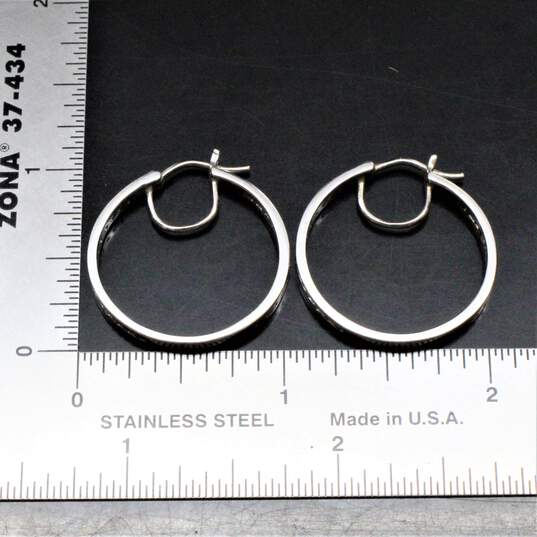 Sterling Silver Diamond Accent Hoop Earrings - 4.5g image number 6