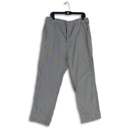 Mens Trout Bum Gray Flat Front Fishing Quick Dry Chino Pants Size L