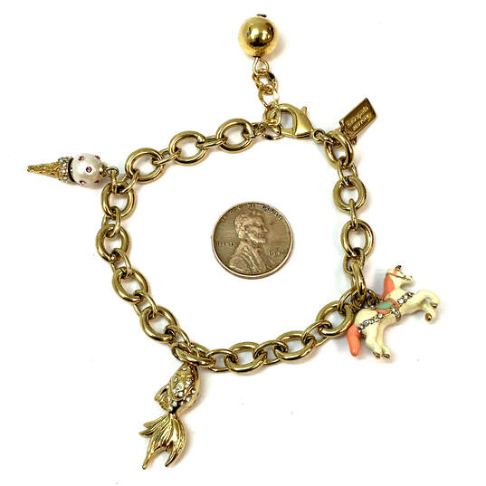 Designer Kate Spade Gold-Tone Carnival Nights Unicorn Clasp Charm Bracelet image number 3