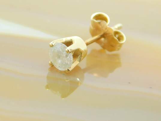 14K Yellow Gold 0.25 CT Round Diamond Single Stud Earring 0.3g image number 3