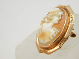 Vintage 10K Yellow Gold Carved Cameo Brooch 3.5g alternative image