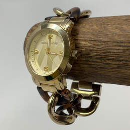 Designer Michael Kors MK-4266 Gold-Tone Tortoise Strap Analog Wristwatch