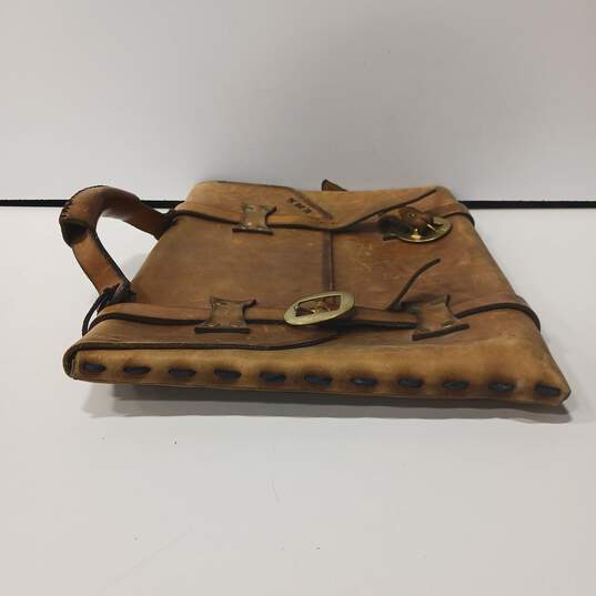 Vintage VMS Handmade Tan Leather Briefcase image number 3