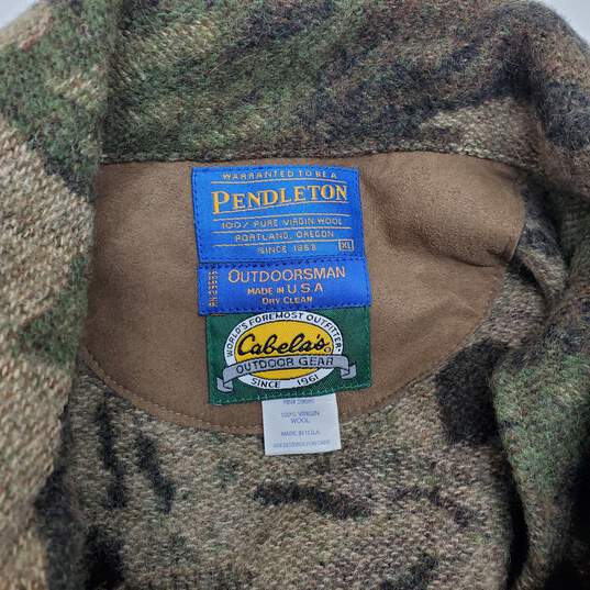 Pendleton Outdoorsman x Cabelas Wool Full Button/Zip Camo Hunting Jacket Size XL image number 3