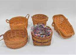 Lot of 5 Longaberger Baskets, Various Sizes, Liners