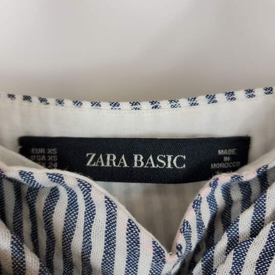 Zara Women Blue/White Stripe Jumpsuit Sz XS Nwt image number 2