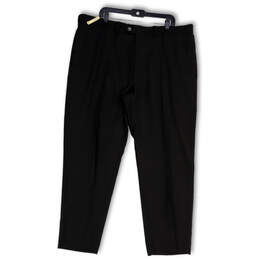NWT Mens Black Flat Front Straight Leg Comfort Waist Chino Pants Size 42x30