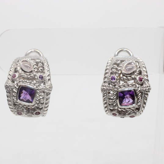 Judith Ripka Sterling Silver Amethyst CZ Accent Earrings - 15.9g image number 1