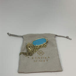 Designer Kendra Scott Gold-Tone Tassel Blue Pendant Necklace With Dust Bag