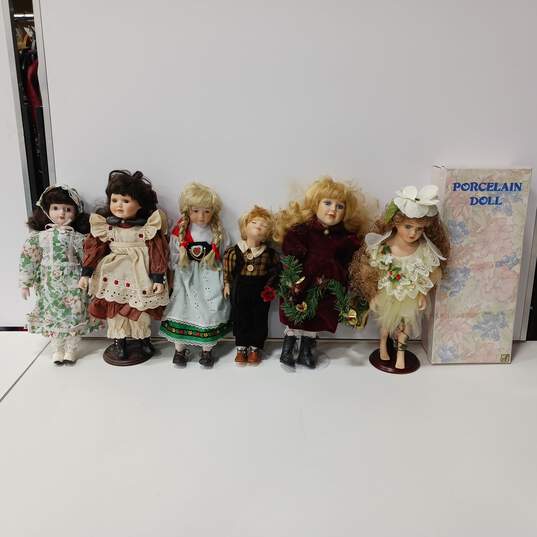 Lot of Six  Assorted Porcelain Dolls image number 1