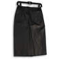 Womens Black Leather Flat Front Back Zip Straight And Pencil Skirt Size 0 image number 1