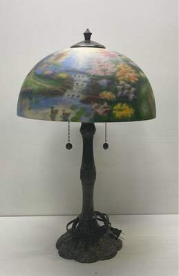 Thomas Kinkade Table Top Lamp Porcelain Painting Cottage Landscape