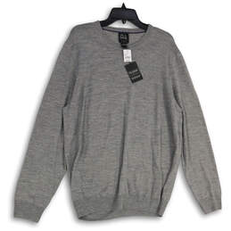 NWT Mens Gray Knitted Crew Neck Long Sleeve Pullover Sweater Size XL
