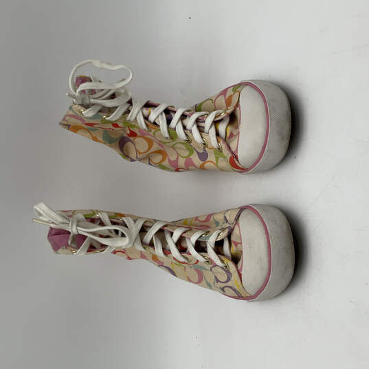 Buy the Womens Multicolor Monogram High-Top Round Toe Lace Up Sneaker Shoes  Sz 5.5