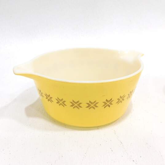 Vintage Pyrex Town & Country Brown on White Yellow & Orange Casserole Dishes image number 3