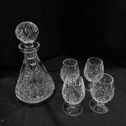 Cut Crystal Decanter w/4 Snifter Glasses
