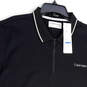 NWT Mens Black Short Sleeve Collared Quarter Zip Polo Shirt Size X-Large image number 3