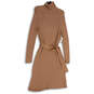 NWT Womens Beige Turtleneck Long Sleeve Waist Belt Sweater Dress Size XL image number 3