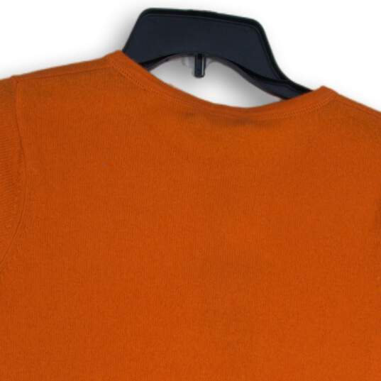 NWT Cashmere Womens Orange Ribbed Short Sleeve Round Neck Pullover T-Shirt Sz S image number 4